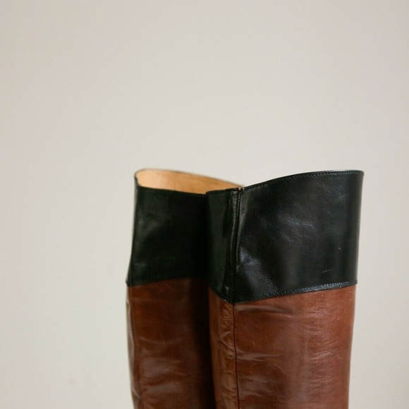 Vintage Leather Brown Black Riding Boots - Picture 6 of 8
